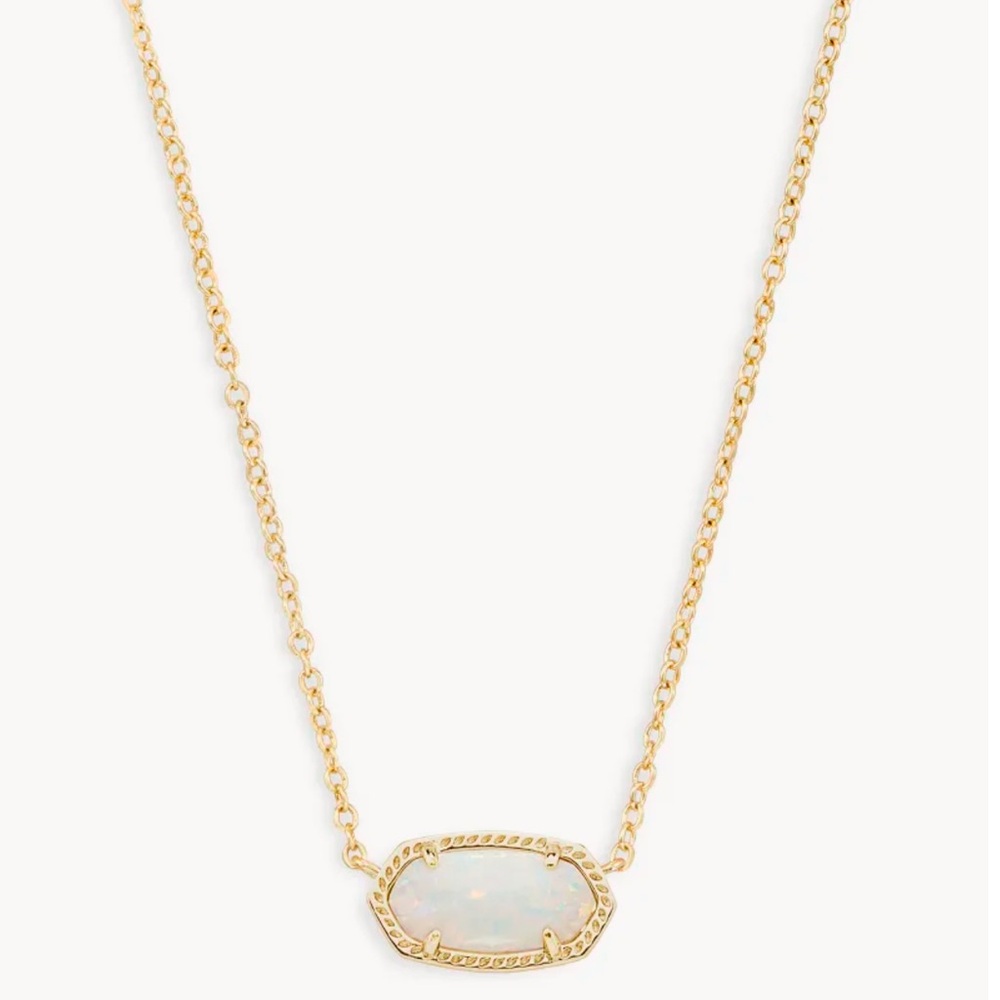 Elisa Gold Pendant Necklace in White Kyocera Opal Kendra Scott